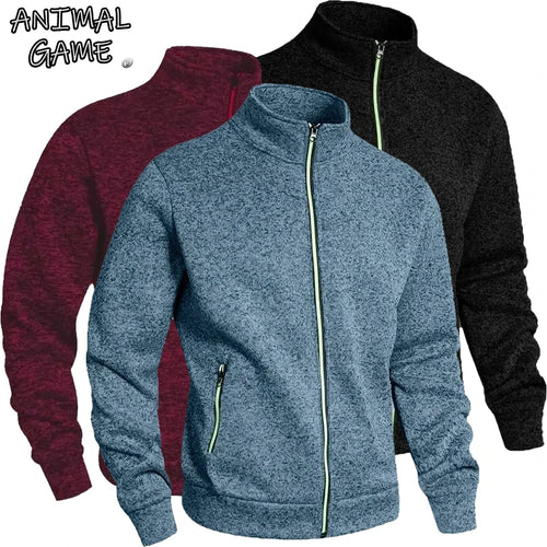 Animal Game Outdoor Men's Casual Sweatshirts Zipper Cardigan Work Jackets Sport Turtleneck Coats Oversize Warm Cycling Jerseys