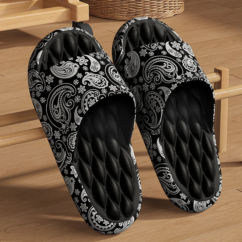 Plus Size 48 Graffiti Bear Printing Men Slippers Sole EVA Indoor Open Toe Flip Flops Beach Slides Flat Sandals Slide