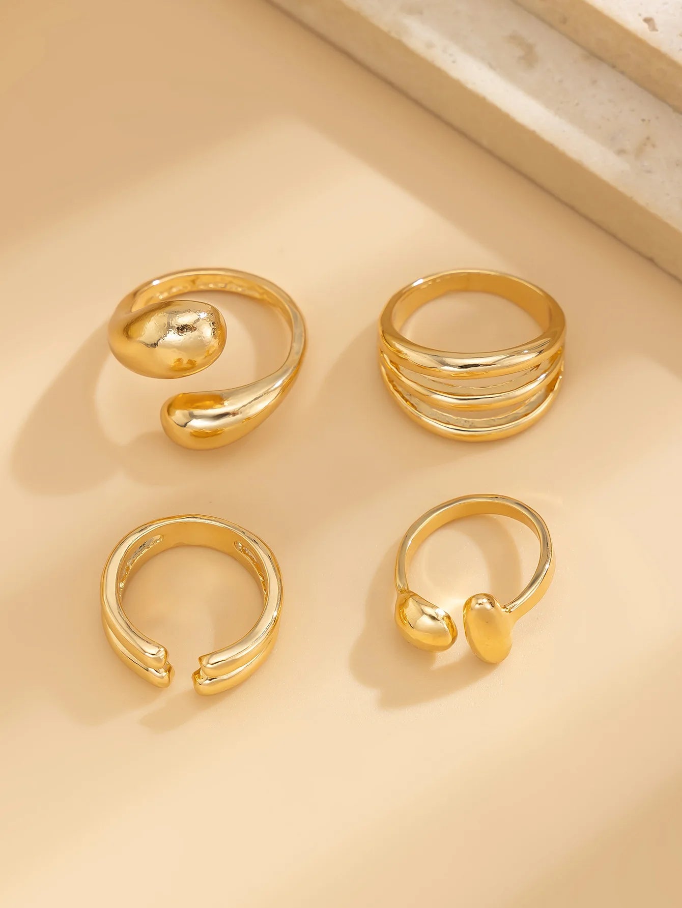 DIEZI 4pcs/set New Hip Hop Metal Finger Rings For Women Girls Men Punk Gold Silver Color Geometric Knuckle Joint Ring Jewelry