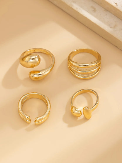 DIEZI 4pcs/set New Hip Hop Metal Finger Rings For Women Girls Men Punk Gold Silver Color Geometric Knuckle Joint Ring Jewelry