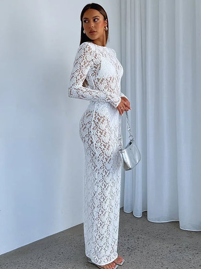 2024 Autumn New Sexy See-through Long Sleeve Dress Amazon Cross-border E-commerce Best-seller Women's Clothing Wholesale