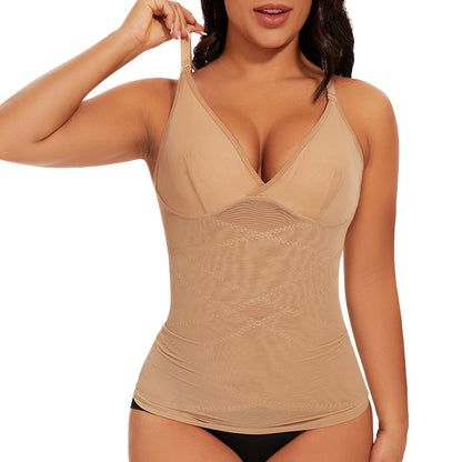 Body Shaper for Women Tummy Control Shapewear Compression Tanks Cami Tops V-Neck Camisoles Seamless See Through Waist Shaper