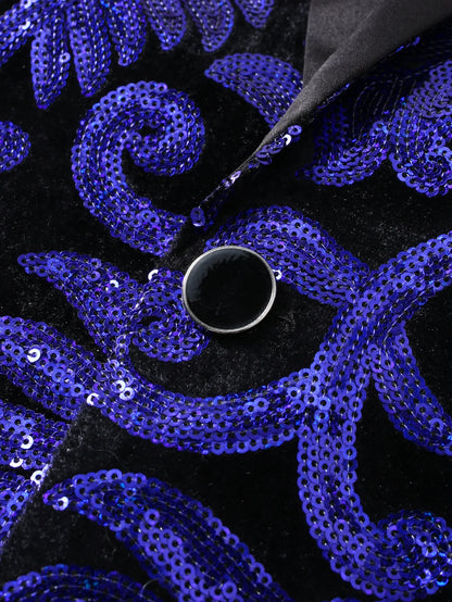 Shiny Sequin Embellished Single Button Stage Performance Outerwear in Blue Gold Green Purple Options for Men's Red Suit Jacket