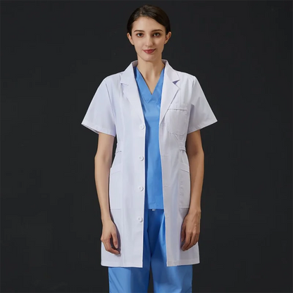 Custom Logo Men's Lab Coat 3 Pockets Short Sleeve Women's Lab Coats Medical Gown Dotctor Nurse Scrubs Hospital Clinic Uniform