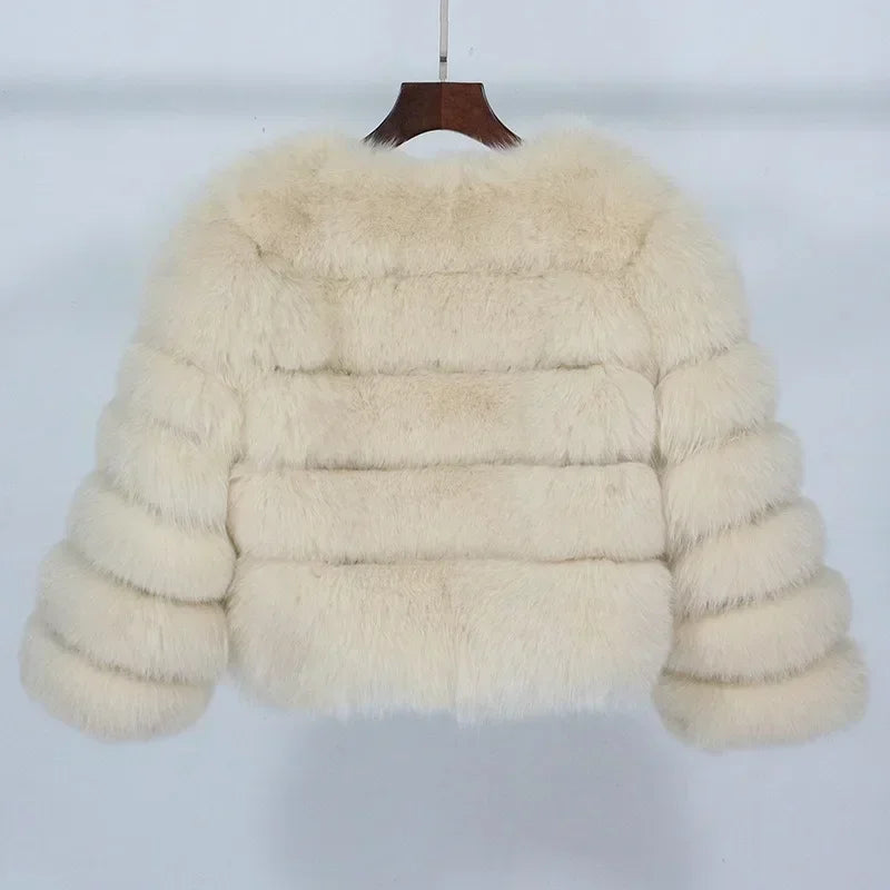 Real Fox Fur Coat Winter Jacket Women O-neck Thick Fashion 2025 & 2026 Natural Fox Fur Raccoon Outerwear Warm Luxury Female Plus Size