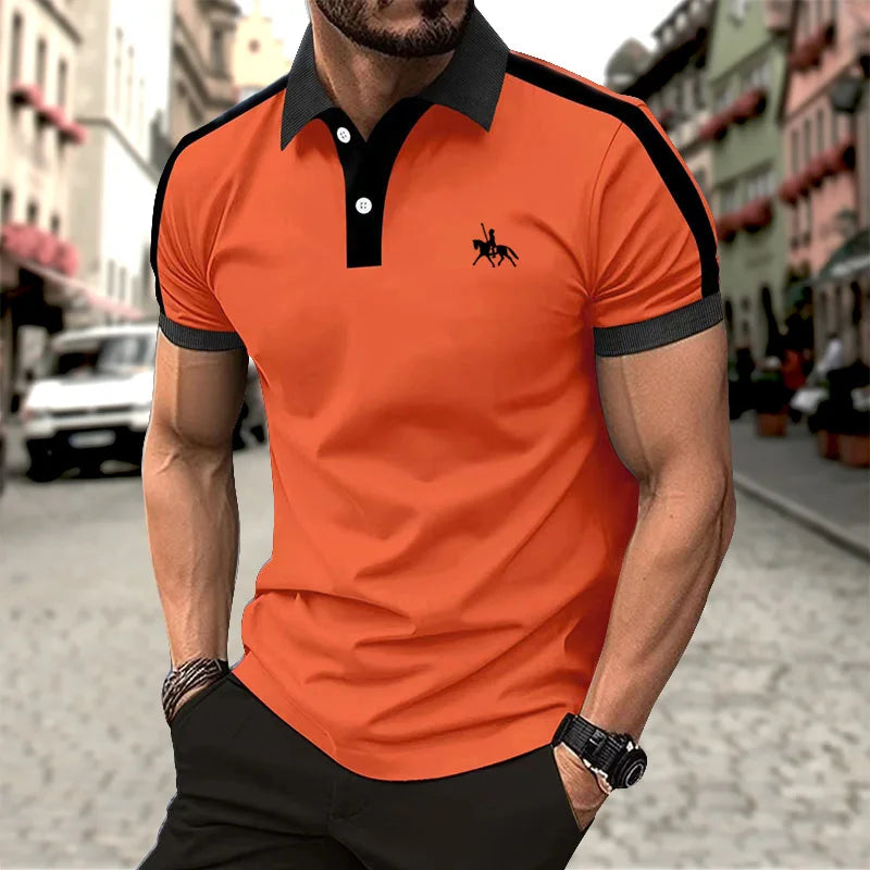 Summer men's short sleeved polo shirt business office lapel shirt Men's sports and casual top European and American plus size