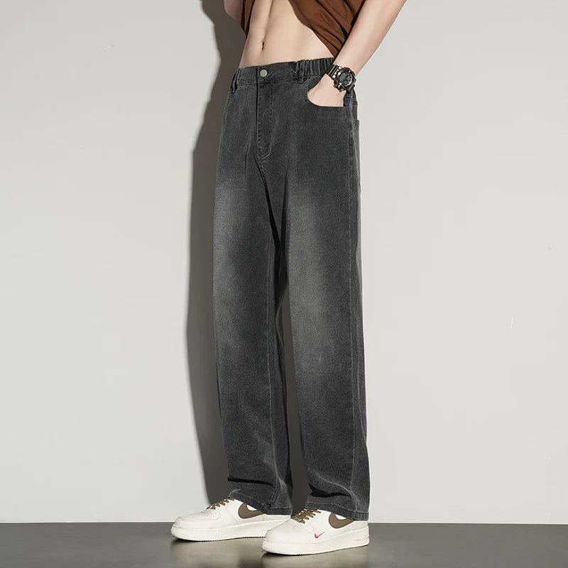 2025ss Autumn 190cm Big Tall Men Stretch Pants Extra Long Length 115cm Pants Large Size Straight-leg Jeans Sports Leisure Clothi