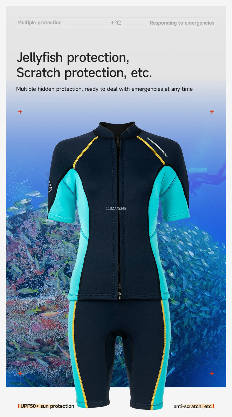 Wetsuit for Men Women Jacket Pants1.5mm Neopreno Diving Suit Short Sleeve Swimwear Snorkeling Surfing Swimsuits Kitesurf