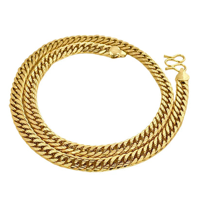 Bold Men's 24K 999 Real Gold Cuban Link Necklace, 10MM 60cm Sturdy Thick Chain, Timeless Masculinity