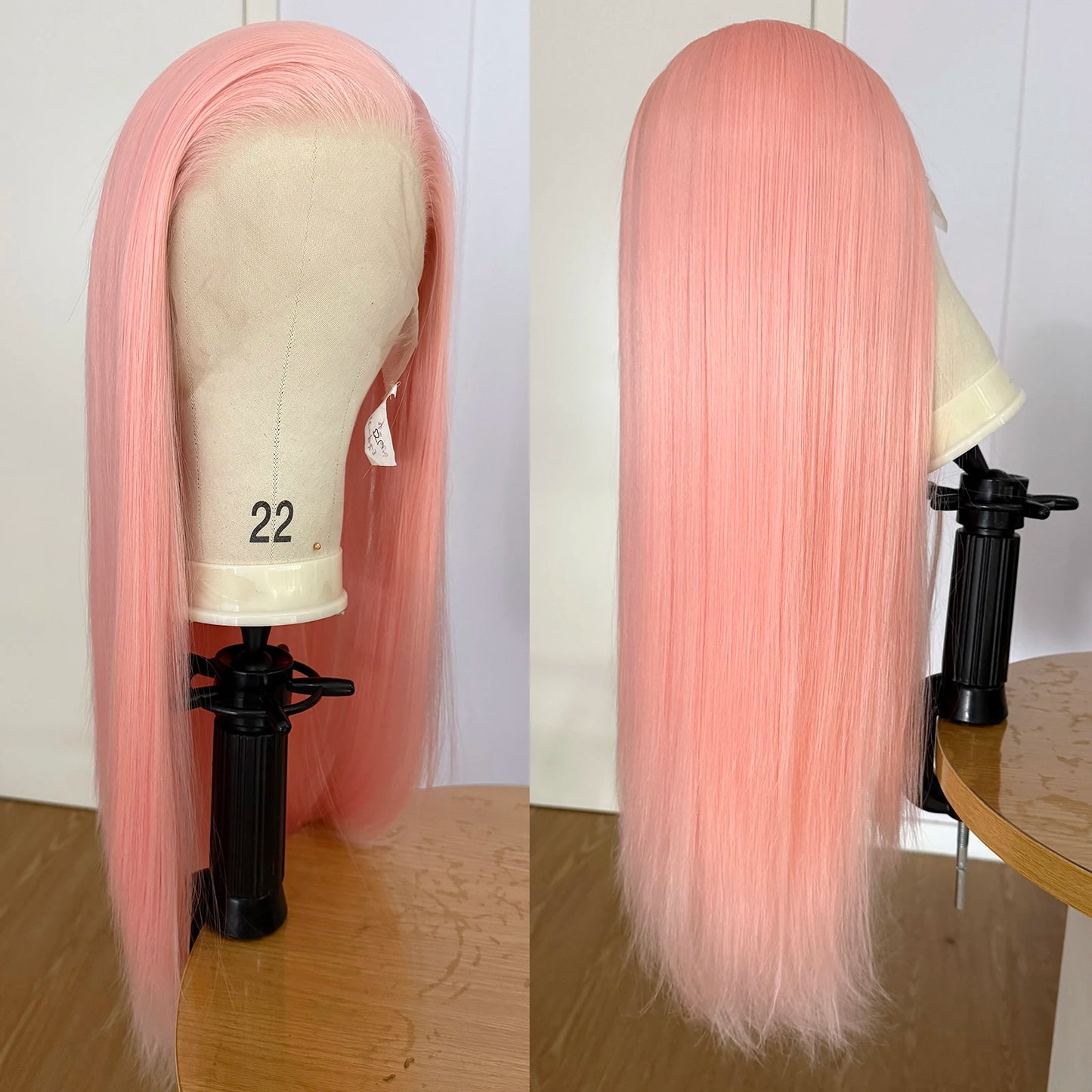 Light Pink Lace Wig 13x4 Long Straight Synthetic Lace Front Wigs for Women Heat Resistant Natural Hairline Daily Cosplay Party