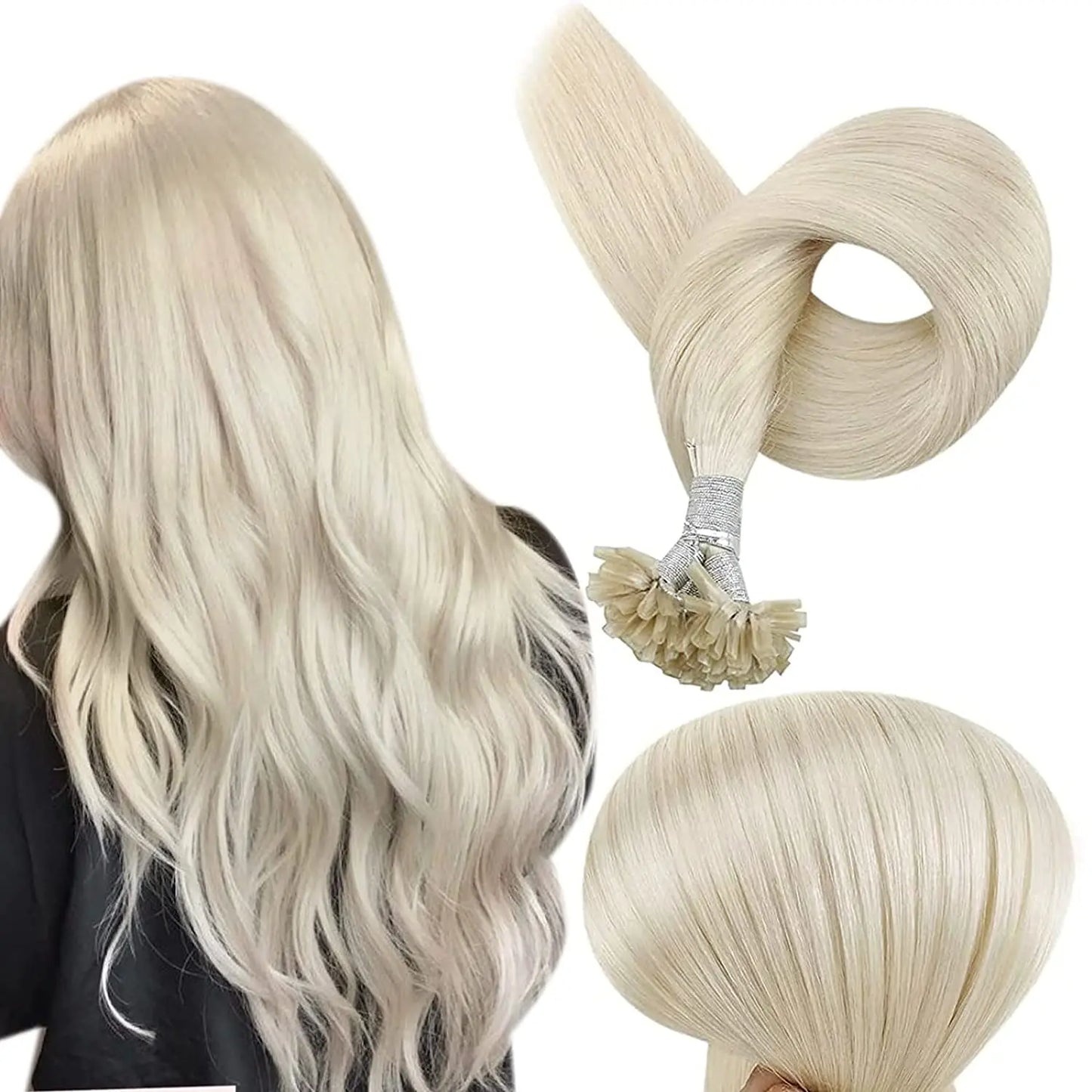 Full Shine U Tip Hair Extensions Fusion Hair Balayage Color 40-50g Keratin Glue Beads Prebonded Human Hair Extensiones