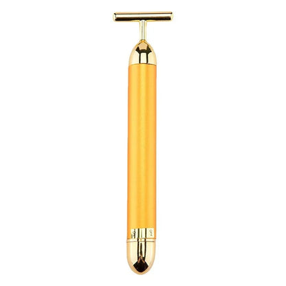 24K Gold Roller Vibrating Facial Massager Slimming Facial Skin Beauty Pulse Firming Face Massage Lift Tightening Wrinkle Bar