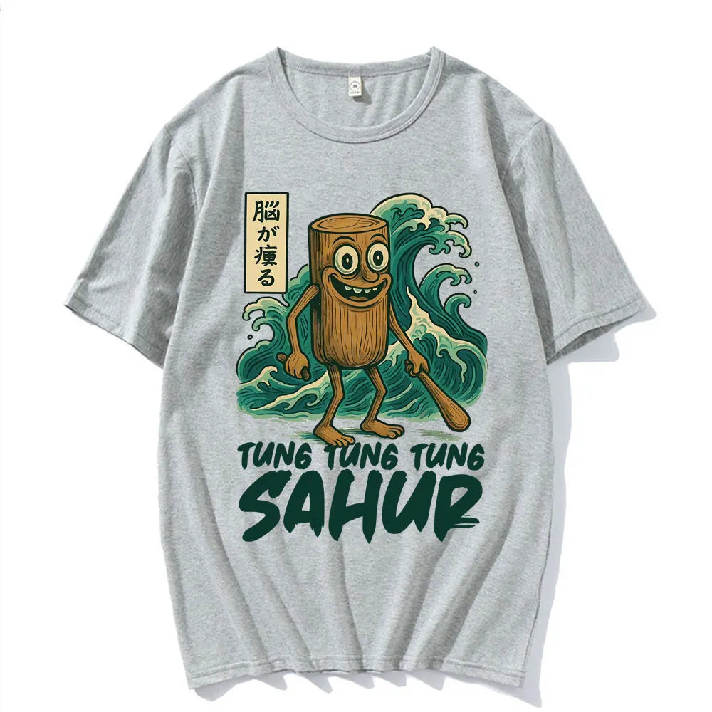 Tung Tung Tung Sahur Baseball Bat T Shirt Funny Italian Brainrot Style Humor Cartoon Tee Shirt Men Women's Summer Cotton T-shirt