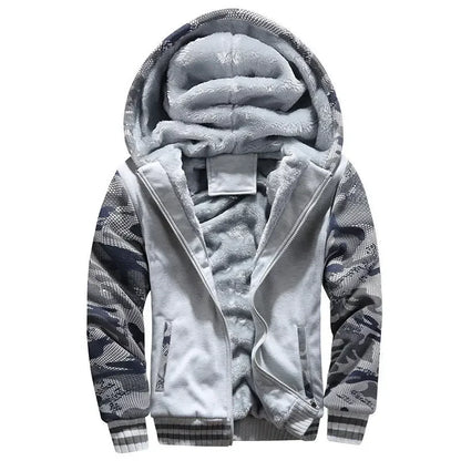 Men's Warmth Hooded Fleece Lined Thickened Baseball Jacket Sweatshirt Korean Style Sporty Top Winter Autumn Seasonal Wear