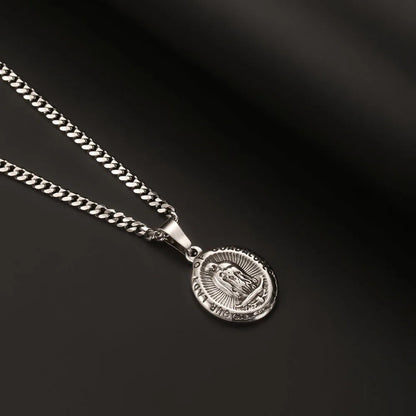 1PC Vintage Fadeless Stainless Steel Virgin Mary Necklace for Men Women Saint Benedict Medal Necklace Men Spiritual Jewelry