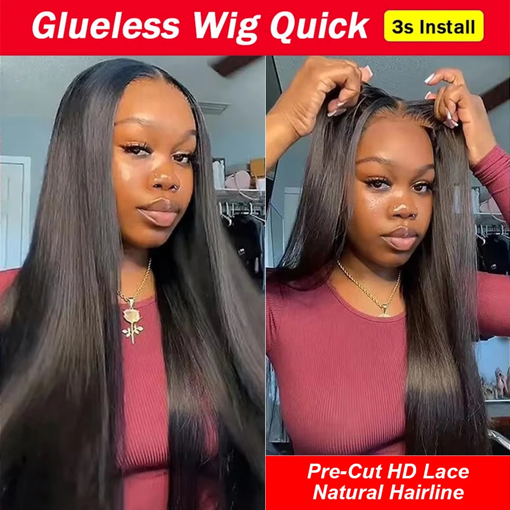 Pre Cut Glueless Wig Human Hair 13x6 HD Lace Frontal Wig Straight 7x5 HD Lace Closure Wigs For Women Preplucked 250% 36 40 Inch