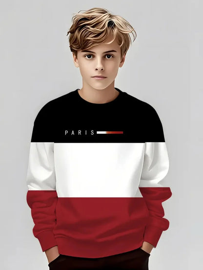 Autumn Classic Boyst-Shirt Outdoor Round Neck Long Sleeves Top Stripe 3D Print Street Loose T-Shirt Comfort Children's Clothing