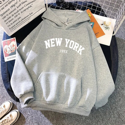 Mannen Vrouwen New York 199X City Hoodies Mode Brief Bedrukt Grafische Sweatshirts Losse Casual Harajuku Capuchon Sportkleding