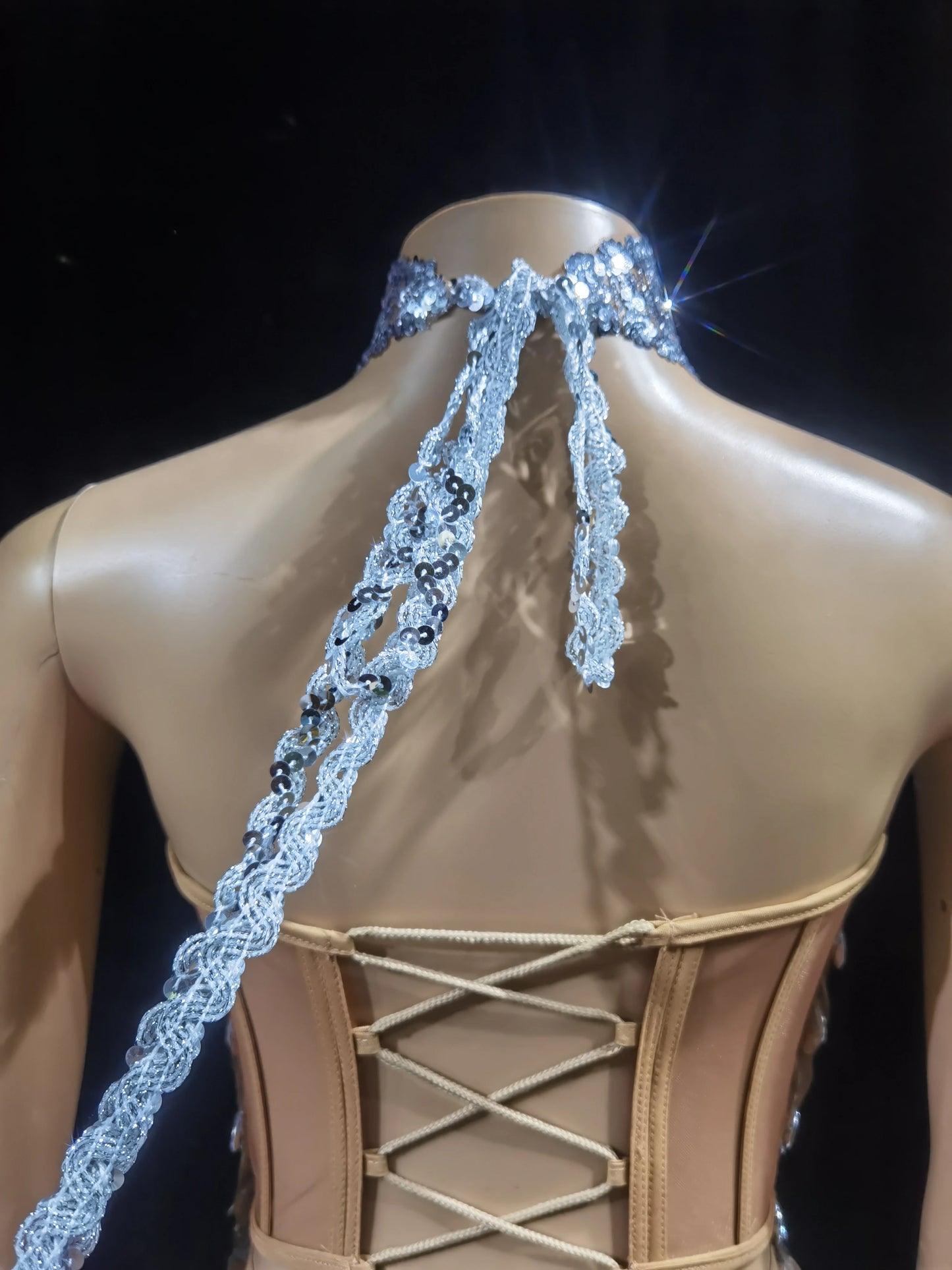 Luxurious Blue Diamond Sparkling Tassel Jazz Dance Performance Clothing Basketball Baby Performance Clothing Cheerleading Short