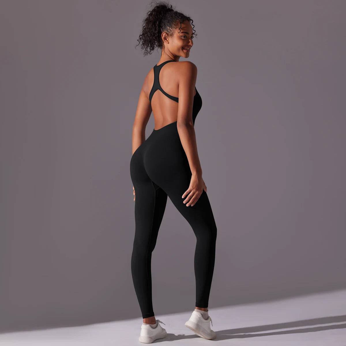 Sexy Back V Jumpsuit Gym Set Women Training Yoga Suit Sportswear Women Sports Jumpsuit Fitness Rompers Stretch Workout Bodysuits