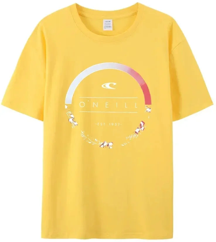 2024 New Beach Men's Summer Hot Sale Men's Curled Oneill 100%cotton T Shirt Round Garland Logo Top Quality Tees