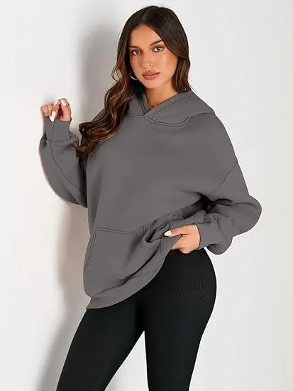 2026 Autumn and Winter New Cross border Leisure Fashion Sports Solid Color Women's Loose and Comfortable Hoodie Hoodie Hoodie