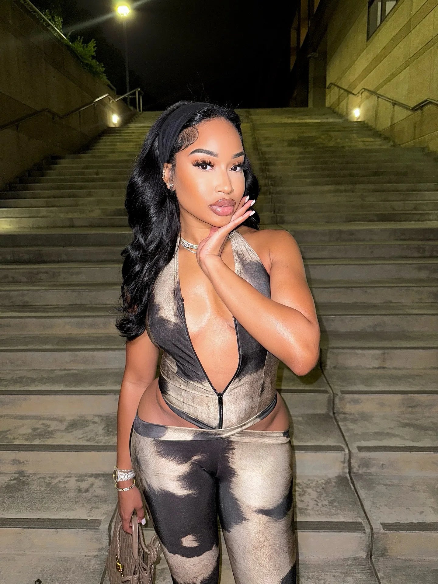 Sister Star Women's Jumpsuit Fashion Sexy V-neck Halter Sleeveless Hollow Street Style Elegant Commuter Long Jumpsuit Outfit