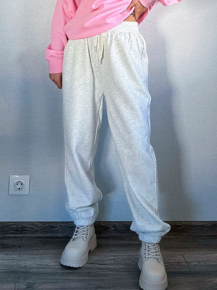 Thick Warm Fleece Sweatpants Women Winter Straight Leg Pants Gray Velvet Trousers Pants Jogger For Women Sweatpants Outfits