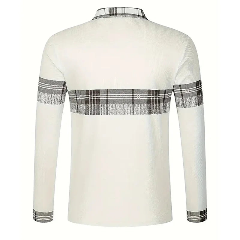 Spring and Autumn Men's Polo Shirt Lapel Pocket T-shirt Men's Business Casual Long sleeved European and American Plus Size