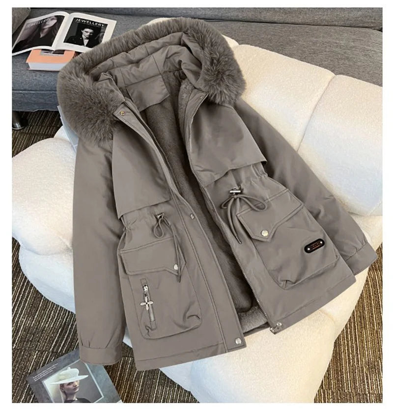 Winter Parkas Jacket Women 2025 New Fashion Korean Loose Hooded Thick Warm Casual Cotton Padded Coat Female Overcoat Casual Tops