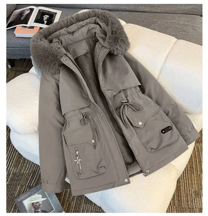 Winter Parkas Jacket Women 2025 New Fashion Korean Loose Hooded Thick Warm Casual Cotton Padded Coat Female Overcoat Casual Tops