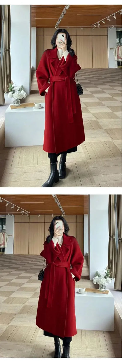 Plus Size New Hot Sale Of The Season Women's Woolen Coat Medium Length Versatile Small Size Tweed Outerwear Autumn Winter Fas...