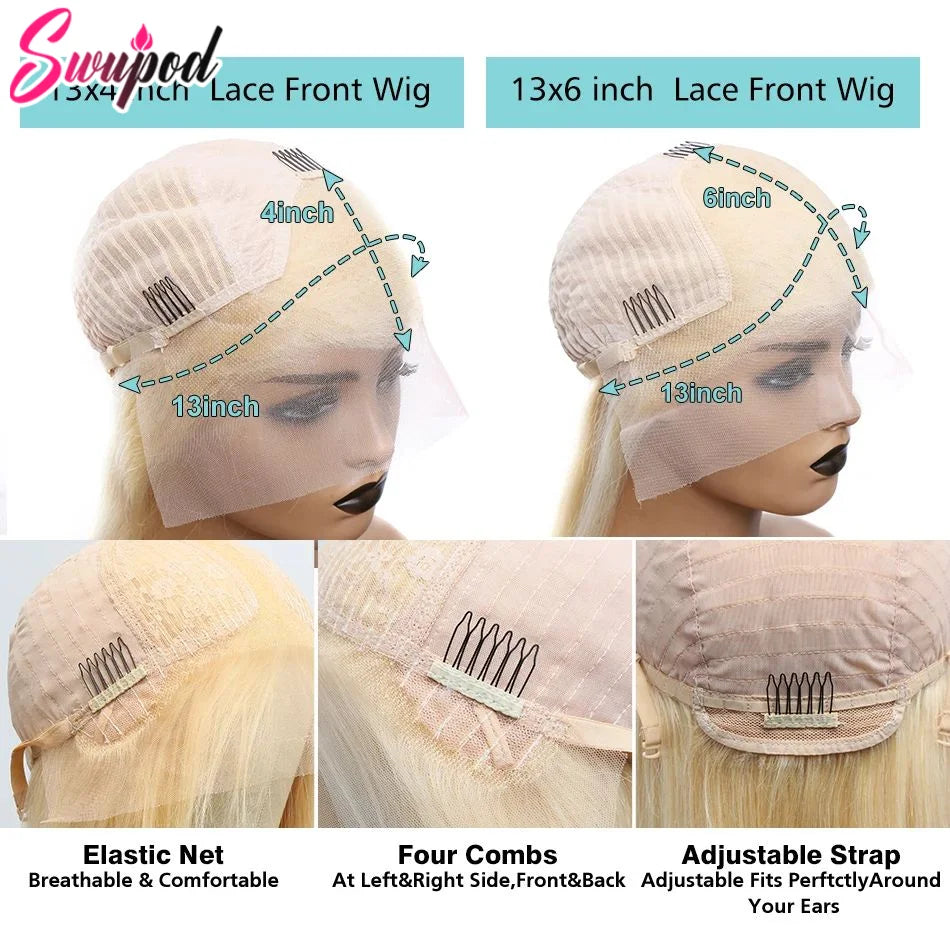 30/36 inch Bone Straight 613 Honey Blonde Hd 360 Full Lace Frontal Human Hair Wigs 13x4 13x6 250% Density Wig Cheap Wigs Glueles