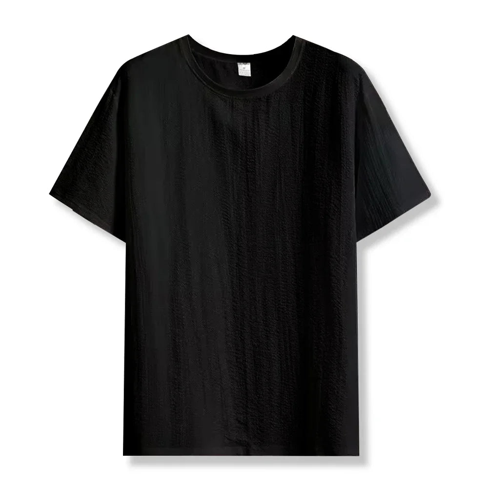 New Men's Casual T Shirt Ant Wrinkles T-Shirt Summer Half-Sleeved Loose Fashion T Shirt Base Shirt Solid Handsome Short-Sleeved