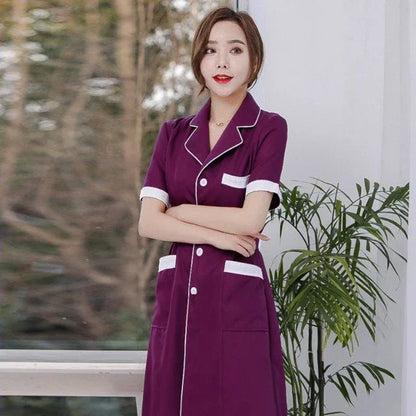Beauty Salon Work Wear High Quality Spa Uniforms Tattooist Work Clothing Lab Coat Summer Purple Long Sleeve Scrubs Uniform New