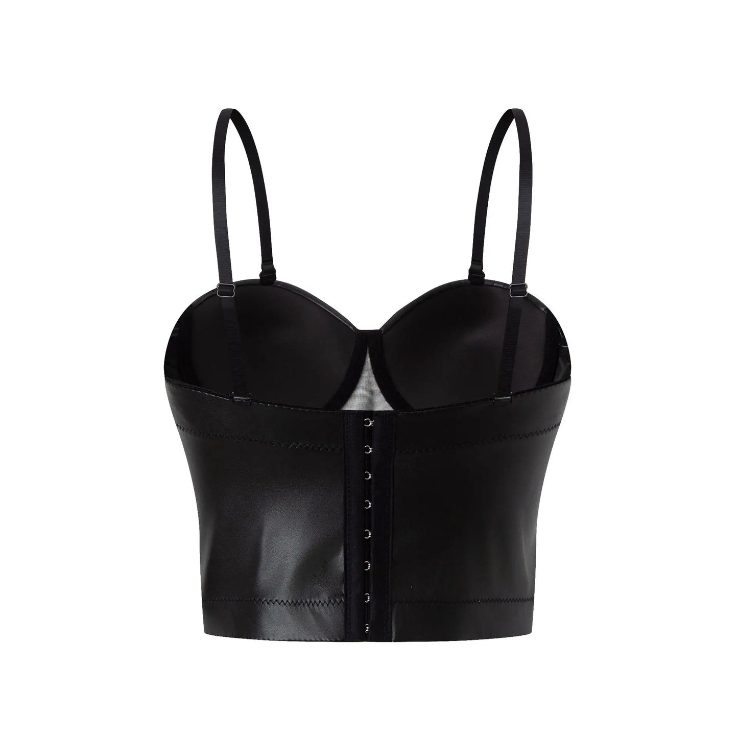 Stylish Wowen PU Leather Corset Imitation Leather Festival Clothing Bustier Lady Cropped Top Girls Punk Rock Club Party Camis