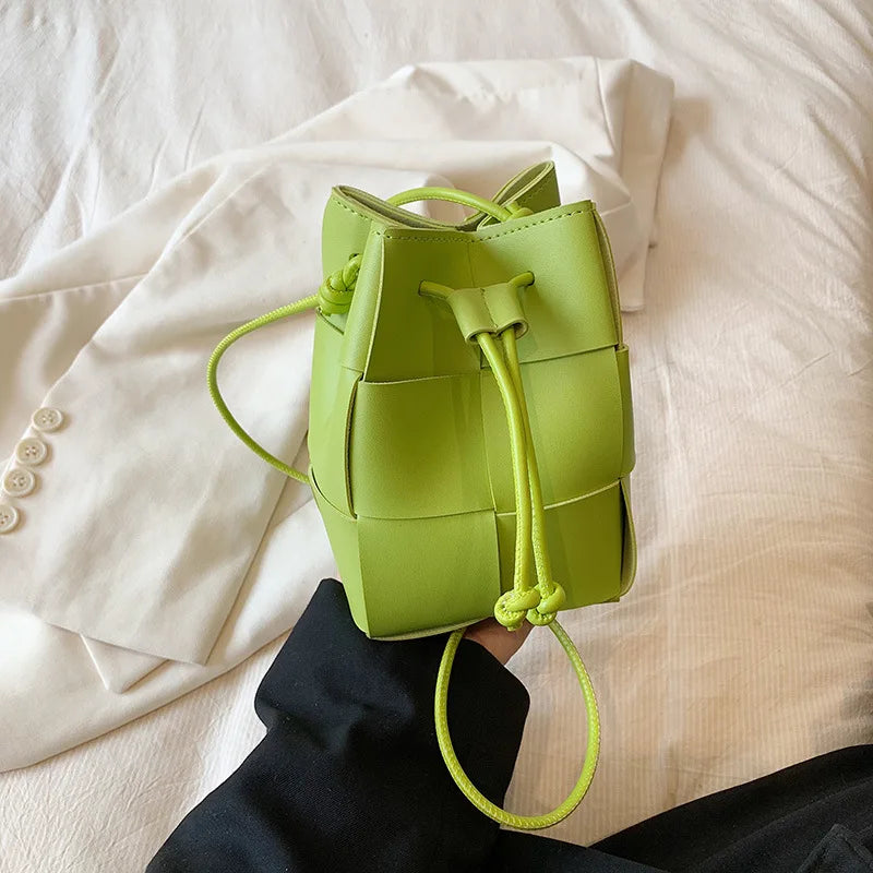 Summer New Fashion Mini Bags Women Design Korean Chic Woven Shoulder Crossbody PU Leather Handbag Hotgirl All-match Money Bag