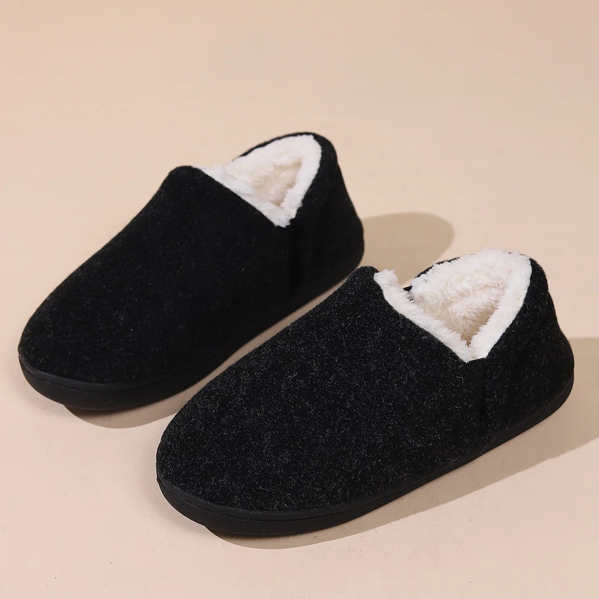 Smile Pop New Men Plush Slippers Indoor Fluffy Fur Home Men Slippers Outdoor Warm Closed Soft Non-slip Fuzzy Winter Men Shoes