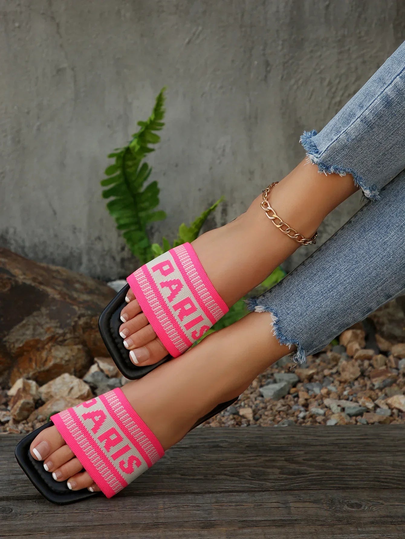 Fashionable Classic Simplicity Sandals Slides Women New Slippers Cloth Cover Letter Outdoor Casual Flat Bottom Slippers Women