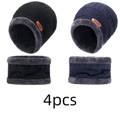 Winter Hats Knit Cap Men And Women Velvet Hat Coral Fleece Scarf Outdoor Riding Hat Warm Thickening Plus Velvet Neck Protect Cap