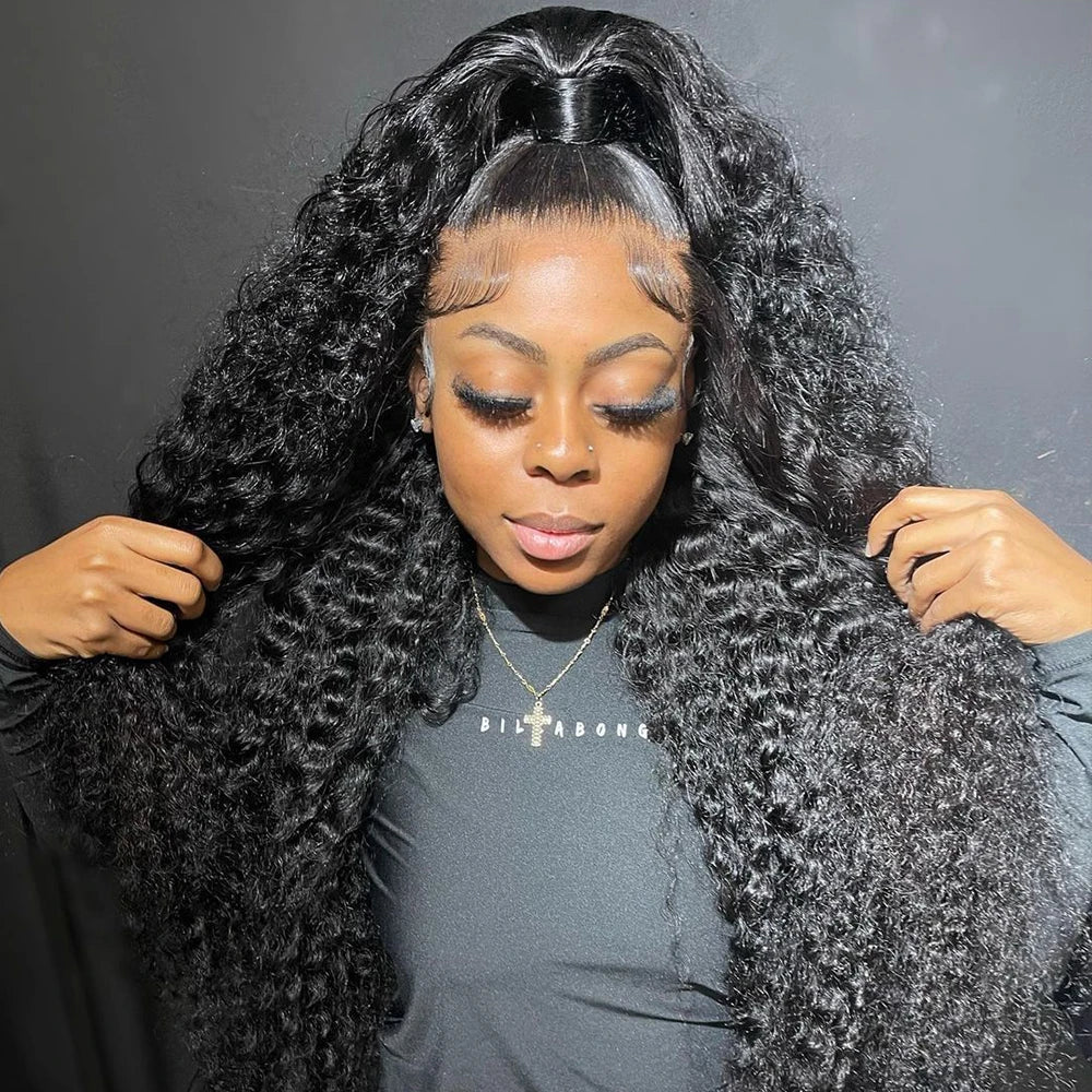 CEXXY 300% High Density Deep Wave 13x6 HD Lace Frontal Wig Brazilian Curly Water Wave Lace Frontal Wigs 36 Inches For Women