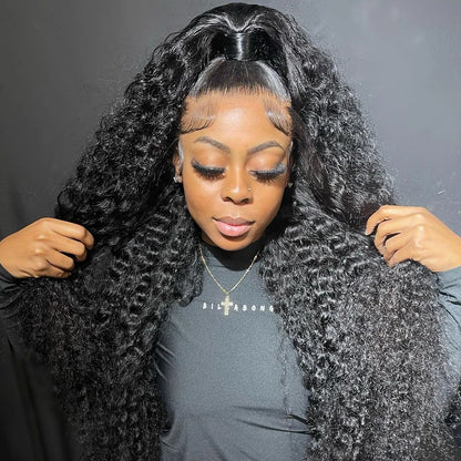 CEXXY 300% High Density Deep Wave 13x6 HD Lace Frontal Wig Brazilian Curly Water Wave Lace Frontal Wigs 36 Inches For Women