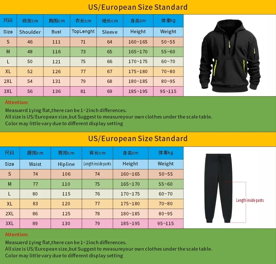 2025 new men's autumn and winter hoodie set fitness sports multi-zipper long-sleeved hooded jumper + 2 sets of casual pants