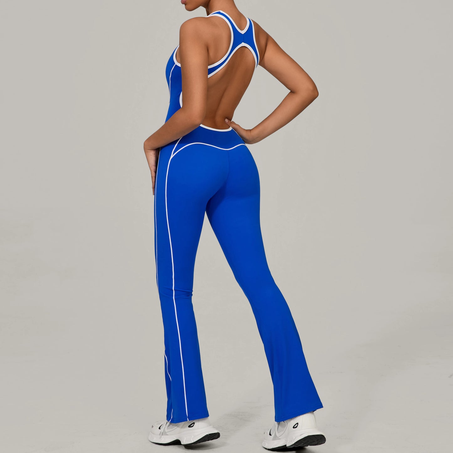 Sexy Backless Bodysuit Women's Set Tracksuits Fitness Sports Jumpsuit Yoga One-piece Suit Flared Pant Fast Dry Workout Clothes