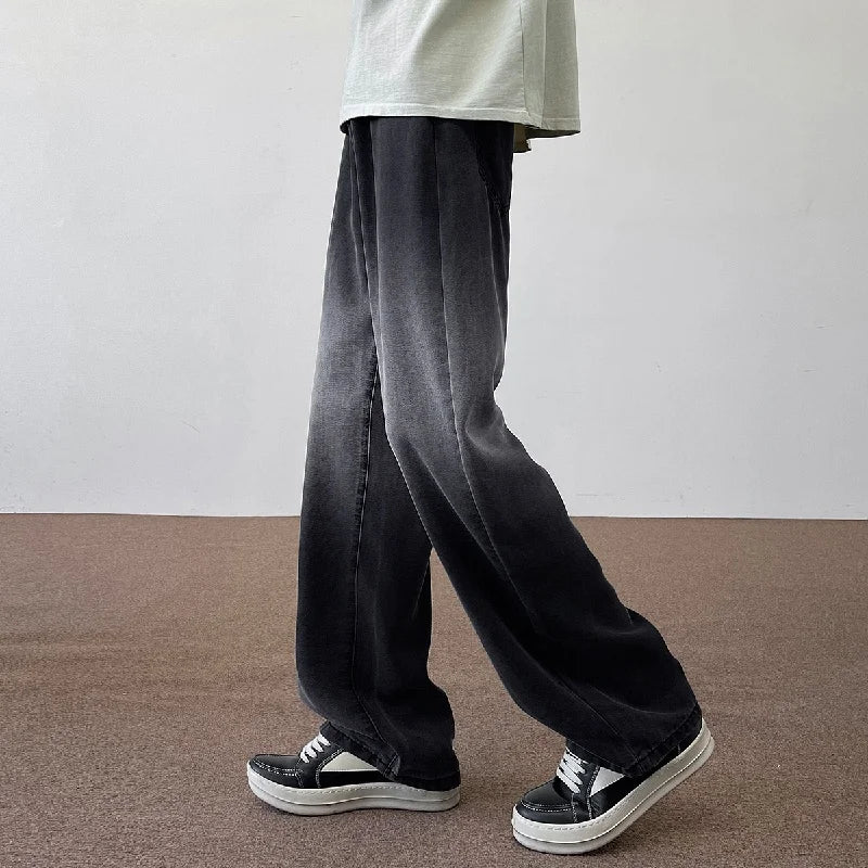 2025 Autumn 190 Tall Man 115cm Extra Long Length Jeans Plus Large Size Straight Barrel Wide Leg Pants Droop Ventilate Clothing