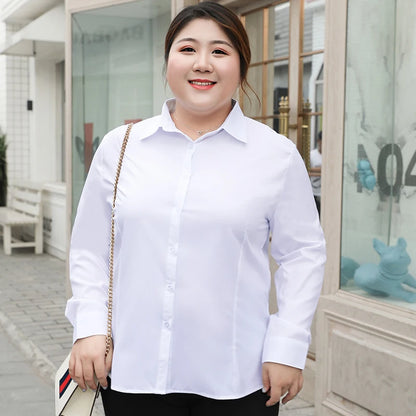 Plus Size Blouse White Shirt Women 2025 Spring Fashion Plus Size Women Clothing Solid Basic OL Womens Tops 4xl 5xl 6xl Blouses
