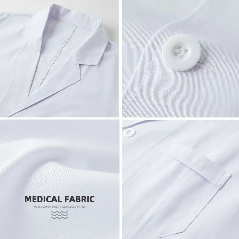 Custom Logo Men's Lab Coat 3 Pockets Short Sleeve Women's Lab Coats Medical Gown Dotctor Nurse Scrubs Hospital Clinic Uniform