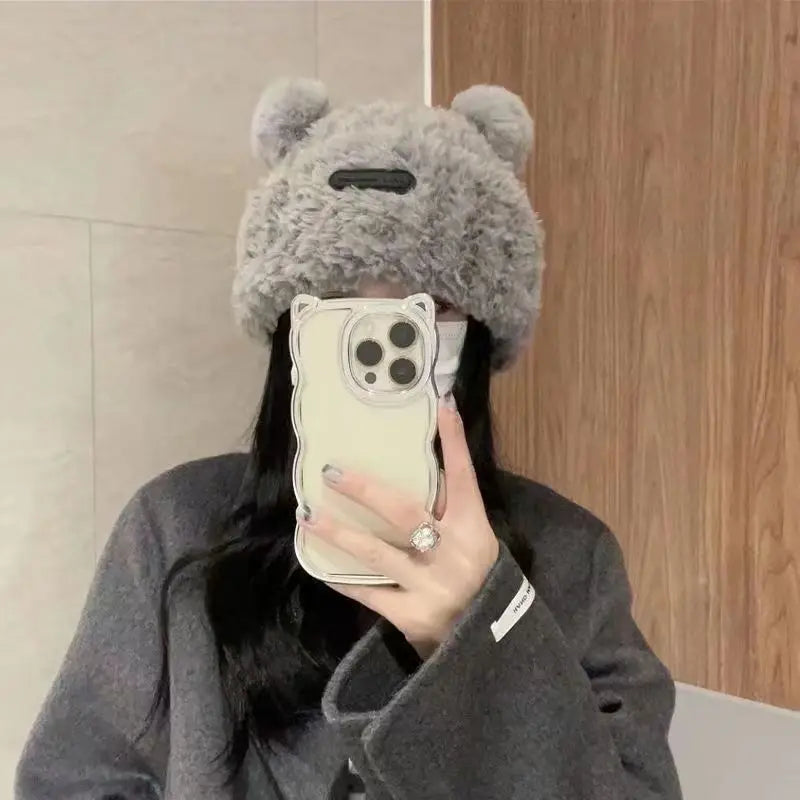 Letter Bear Ears KnittedCute Woolen Hat Beanie Hat Cat Ears Beanie All-match Skull Lovely Cap Winter/Autumn Cute Popular Hat