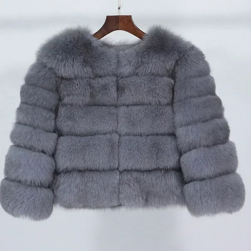 Real Fox Fur Coat Winter Jacket Women O-neck Thick Fashion 2025 & 2026 Natural Fox Fur Raccoon Outerwear Warm Luxury Female Plus Size