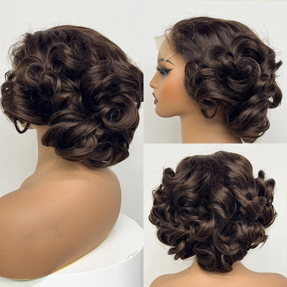 250% Density  5x5 Lace Closure Wig Short Loose Bouncy  Wig 100% Human Hair Loose Bouncy Human Hair Wig For Black Women